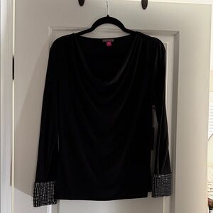 Vince Camuto Black Top with Embellished Cuffs